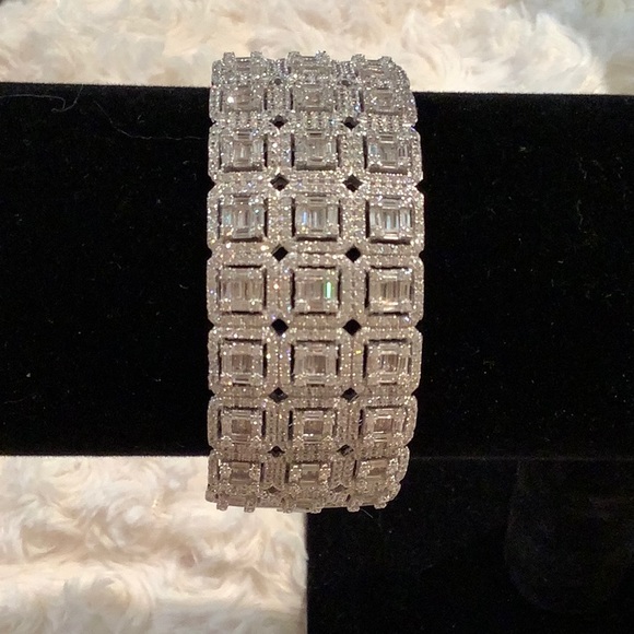 Sterling Silver Crystal Bangle Bracelet - Picture 2 of 9